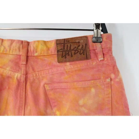 Stussy Jeans Mens 28 Wonderland Dye Big Ol Wide Leg Button Fly Pinkish Yellow - Picture 4 of 16